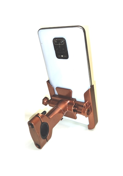 Gidon Bağlantılı Full Alüminyum Gövdeli Motosiklet Bisiklet Telefon Tutucu Bakır
