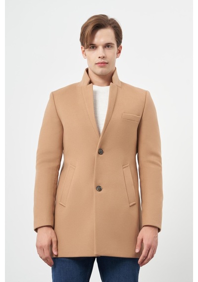 İmza Camel Kaşe Dik Yaka Kapitoneli Astar Slim Fit Dar Kesim Klasik Kaban 1008245171 Camel