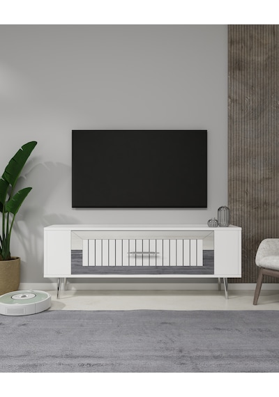 Retrolp3ct Tv Sehpası Beyaz-gümüş