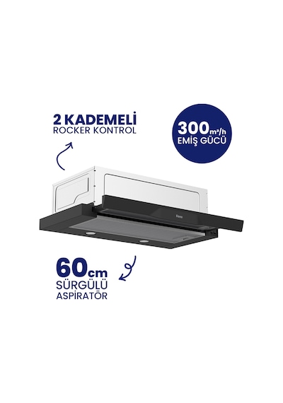 Ferre ES231+D036 Elektrikli Vitroseramik Aspiratörlü 2'li Ankastre Set Siyah