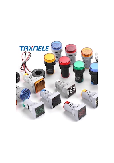 Yuvarlak Voltmetre-ac 60-500v 0-100a Led Dijital Voltmetre Ampermetre Hertz Hz Sinyal Işıkları 220v-yeşil
