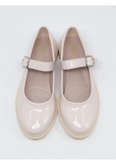 Nesilshoes Nesil Shoes Süha 250 Bej Rugan Tokalı Balerin Kadın Babet