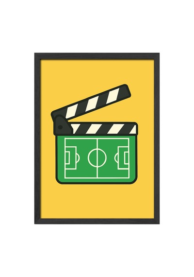 Futbol Klaket Siyah Ahşap Çerçeveli Poster, Dekoratif Spor Duvar Tablosu