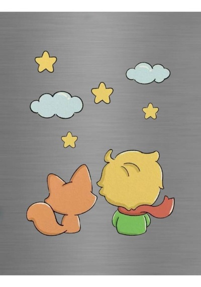 Küçük Prens Ve Tilki Gökyüzü Temalı Nostaljik Dekoratif Süs Buzdolabı Magneti