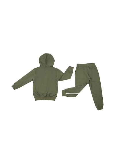 Adisia Unisex Çocuk Yeşil Sarı Beyaz Çizgili Kapüşonlu Mevsimlik Eşofman Takımı Yeşil
