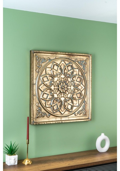 Acar Dekoratif Gold Metal Duvar Pano - 70 70 4 Cm Acar Dekoratif Gold Metal Duvar Pano - 70 70 4 Cm