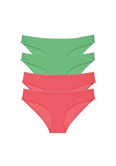 Royaleks 4 adet Eko Set Likralı Kadın Slip Külot Yeşil Fuşya RYL-EKO4024 Yeşil