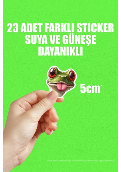 Kurbağa Frog Temalı Bullet Journal Telefon Laptop Yapışkanlı Folyo Sticker Paketi 23 Adet Çok Renkli