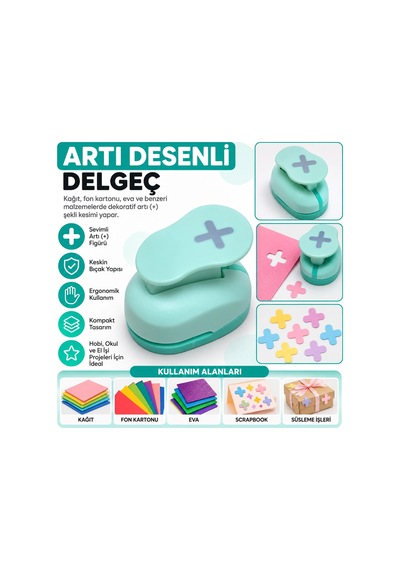Artı Şekilli Orta Boy Şekilli Delgeç Kağıt Fon Kartonu Eva Delgeç Scrapbook Hobi Delgeci Çok Renkli