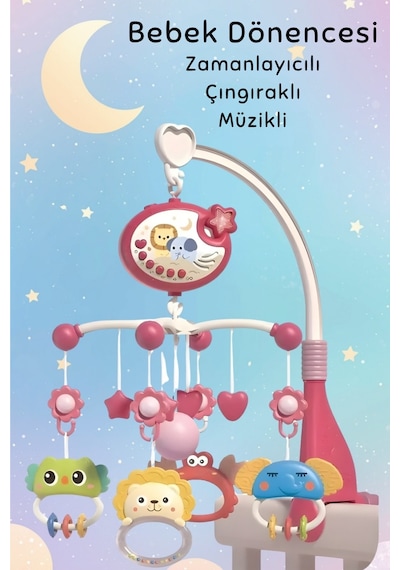 Bebek Dönencesi Müzikli ve Işıklı Çıngıraklı Projektör Pembe