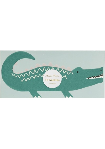 Meri Meri - Crocodile Napkins - Timsah Peçeteler - 16'lı