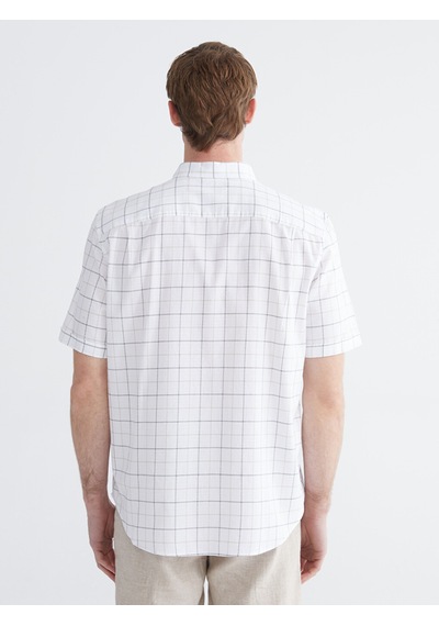 Lcwaıkıkı Classic Beyaz Regular Fit Ekose Armürlü Erkek Gömlek