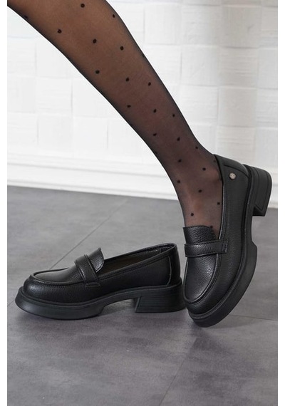 Myfit 1017 Kadın Poli Taban Loafer Casual Ayakkabı Siyah Siyah Nubuk