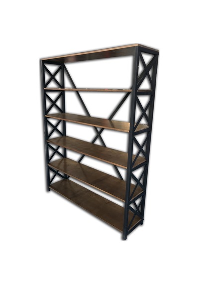 Bengimobilya Kitaplık Metal Çapraz Yan Model Mdf Torna Raf Parlak Siyah Lake