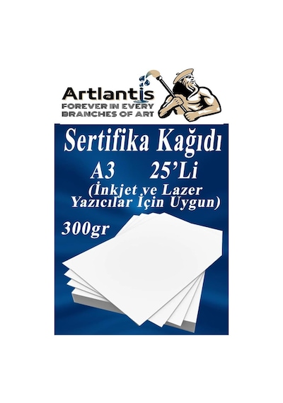 A3 Sertifika Kağıdı Kalın 25 Adet Gramajlı Fotokopi Kağıdı 300 Gr Tüm Yazıcılara Uyumlu 29.7x42 Cm Kalın Baskı Kağıdı