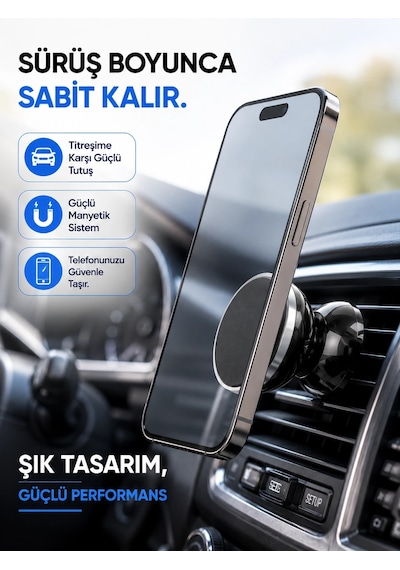 Mıknatıslı Araç İçi Telefon Tutucu Havalandırma Izgarasına Takımına Uygun