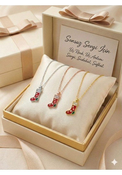 925 Ayar Papatya Silver Yılbaşı Hediye Çizme Kolye.rose.gold.rodaj Gümüş