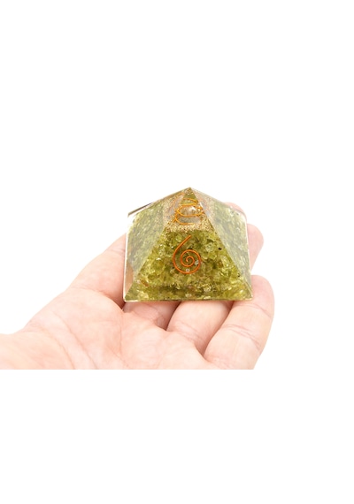 Hakiki Doğal Peridot Olivin Taşlı Orgonit Piramit