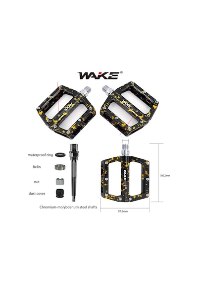 Wake Aluminyum Rulmanlı Kamuflaj Desenli Pedal 116. X 97.6mm Siyah-mavi