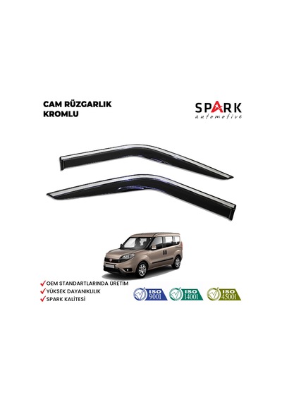 Fiat Doblo 2015-2022 Yıl Aralığı Uyumlu Cam Rüzgarlığı Kromlu 4 Parça Siyah
