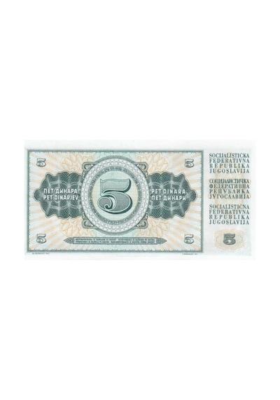 Yugoslavya 1968 Yılı 5 Dinar Kağıt Para Çil Unc Koleksiyon Para