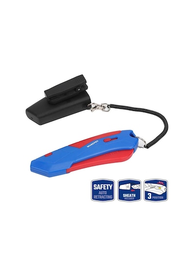 Workpro Wp213010 Kemer Askı Kancalı Otomatik Geri Çekilebilir Mandallı Rötuş Maket Bıçağı + 3 Adet Y
