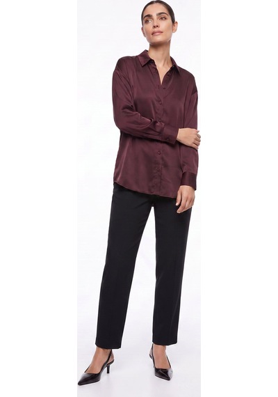 Fabrika Mürdüm Kadın Loose Fit Gömlek F6sl-gml0194
