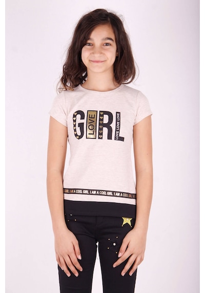 Toontoy Kids Toontoy Kız Çocuk Baskılı T-shirt Bej