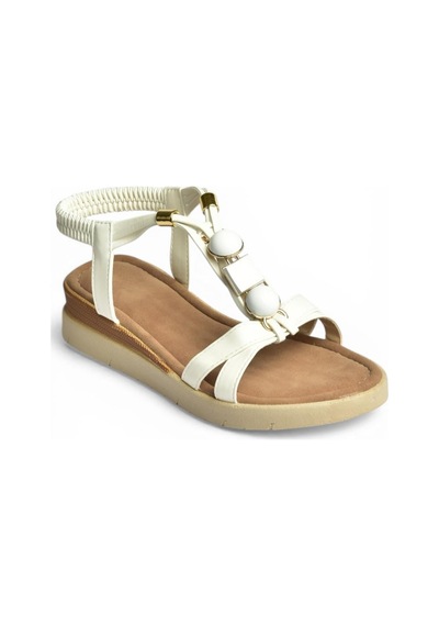 Fox Shoes Y274801509 Beyaz Boncuklu Kadın Sandalet
