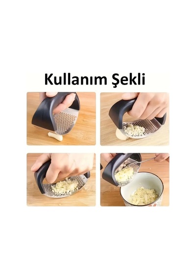 Mybru Paslanmaz Çelik Sarımsak Ezici Öğütücü Gümüş