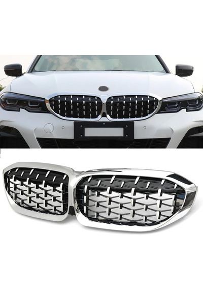 Bmw G20 Ön Panjur Diamond Böbrek Seti Krom 2019-2021