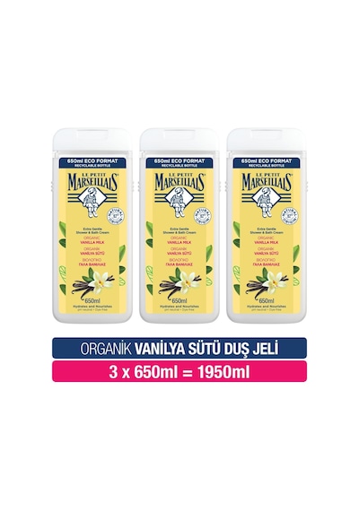 Le Petit Marseillais Vanilya Sütü Duş Jeli 3'lü Paket 650 Ml Biyolojik Olarak Ayrışabilen İçeriklerle Diğer