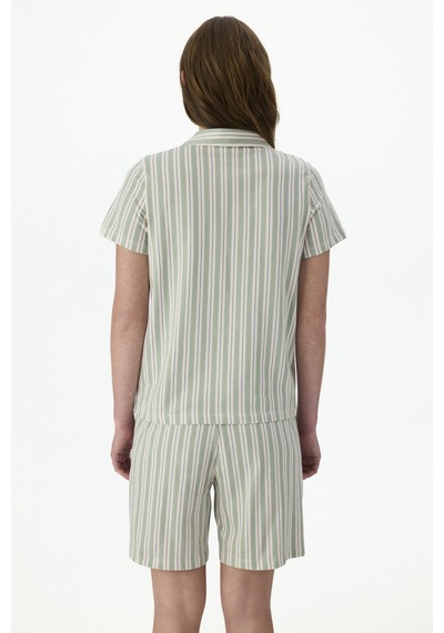 Penti Cozy Stripes Gömlek Şort Pijama Takımı Ge34