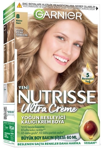 Garnier Nutrisse Yoğun Besleyici Kalıcı Krem Saç Boyası 8 Koyu Sa