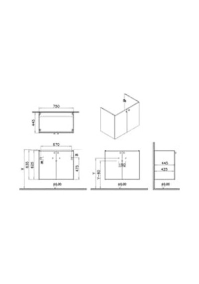 Shift T20 81000 Kapaklı Lavabo Dolabı, Parlak Beyaz, 80 Cm Açık Ceviz