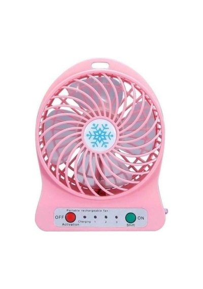 3 Kademeli Şarjlı Masa Üstü Usb Mini Taşınabilir Vantilatör Fan Pembe