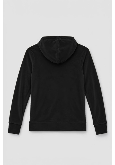 Markapia Kadın Kapüşonlu Cepli Yumuşak Kadife Dokulu Sweatshirt SiYAH
