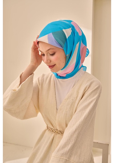 Silk Home Aura Eşarp 140001-12 Mavi, Somon, Pudra, Beyaz, Pembe