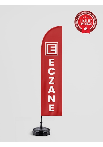 Eczane Logolu Yelken Bayrak Set - Raşel Kumaş 1. Kalite 75 x 300 CM