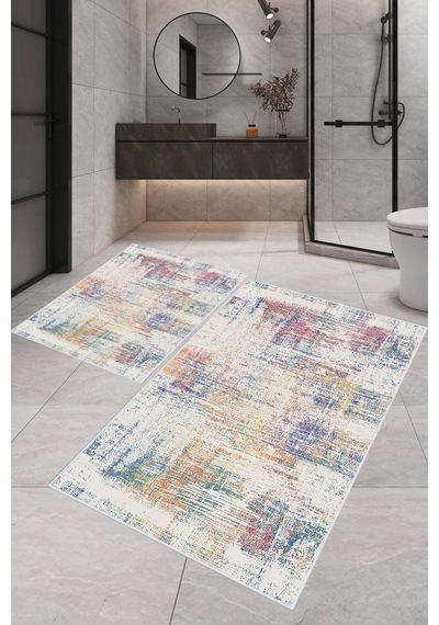 Eliana Home Dijital Baskı 2'li Banyo Paspas Takımı Lna5-0551 100x60 Ve 60x50 Cm Krem
