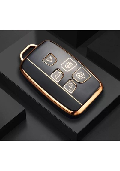 Lüx Land Rover Range Rover Vouge Uyumlu Sport Nano Anahtar Kılıfı Siyah Gold Altın Renk