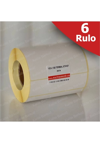 Termal Etiket 100X120 - Barkod Etiketi 6 Rulo 1.500 Adet