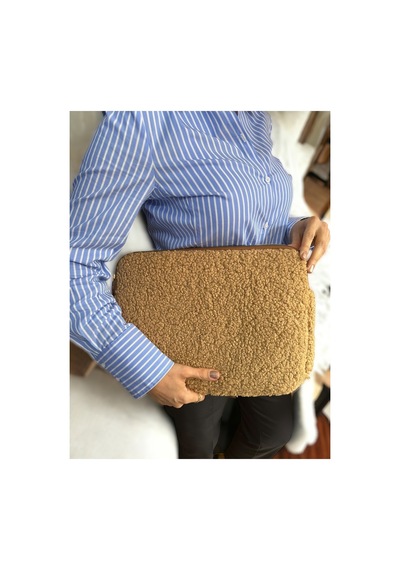 Plush Studıo Teddychic 13.3 İnç Plushguard Laptop Kılıfı Ve Çanta 36x26cm Clutch, Teddy Çanta Taba Taba