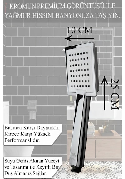 Sürgülü Duş Seti Geniş Şampuanlıklı Banyo Takımı Metalik Renk Gümüş