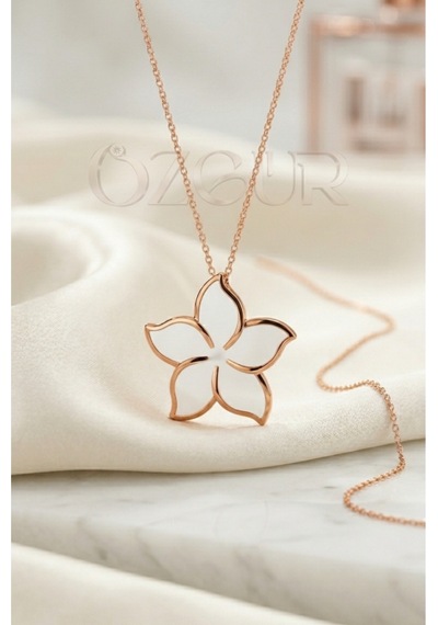 925 Ayar Gümüş Yasemin Çiçeği Kolye Rose Gold