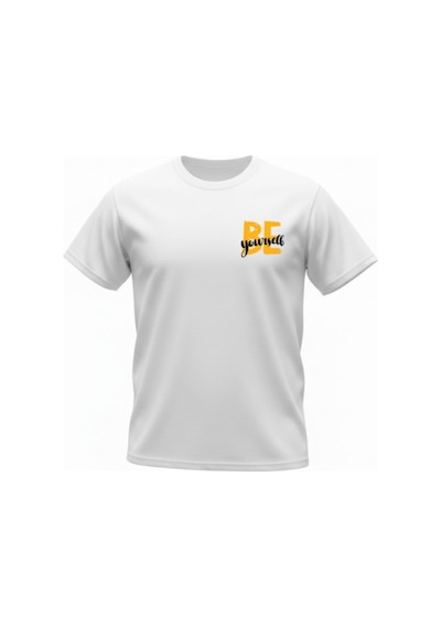 Urbantrendstore Unisex Be Yourself Kendine İnan Basic Sade Oversize Fit Rahat Geniş Salaş T-shirt Günlük Tişört Beyaz