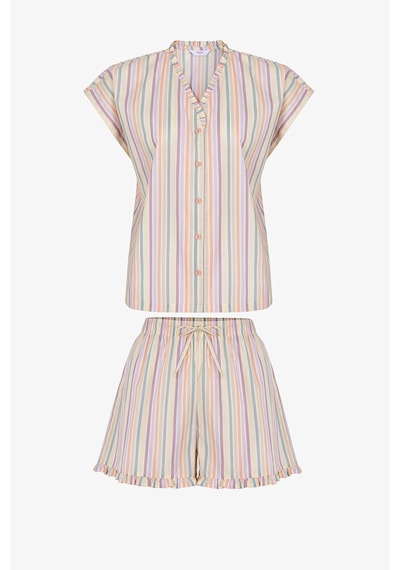 Penti Renkli Sweet Day Çizgili Pamuklu Şortlu Pijama Takımı