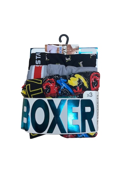Star 105 Desenli Jakar Erkek 3'lü Kemer Boxer DESENLİ