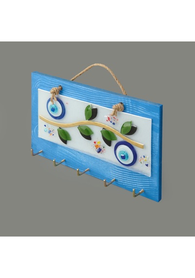 Deco Zeytin Anahtar Askısı - Mavi - 25 Cm