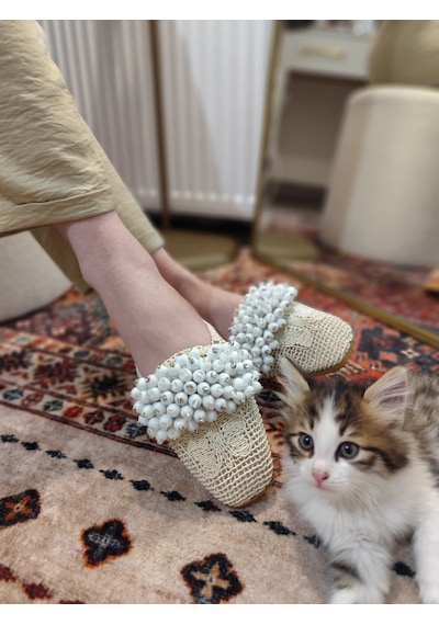 My Stil Moda Kadın Önü Kapalı Hasır Terlik Boncuk İşlemeli Çeyiz, Günlük, Misafir Ev Terliği Bej My Stil Moda Kadın Önü Kapalı Hasır Terlik Boncuk İşlemeli Çeyiz, Günlük, Misafir Ev Terliği Bej